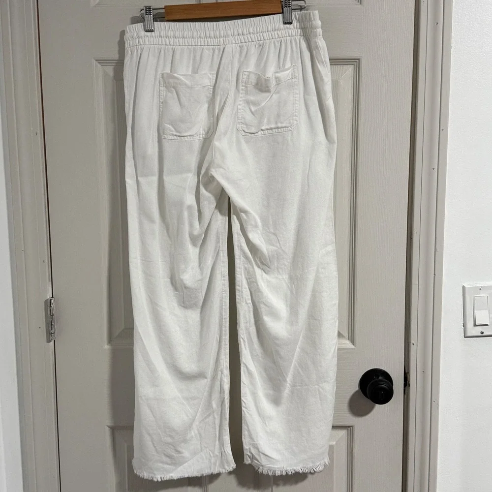 Old Navy Wide Leg Linen Pants Womens Small White Coastal Grandma‎ Elevated Basic - Picture 2 of 13